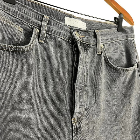 TopShop Gray Kort Jeans Buttonfly W32 Straight Leg Denim Pockets Casual Pants - Picture 7 of 8
